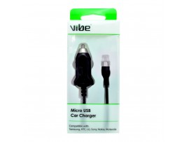 VIBE Micro USB Car Charger  - Fixed Cable - Black 